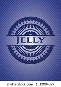 Jelly emblem with jean texture. Vector Illustration. Detailed.