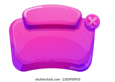 Jelly, fantasy interface template game menu in cartoon style isolated on white background. Ui asset, frame for settings design. Casual web 2d element.