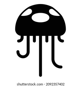 Jelly Fish Animal Flat Icon Isolated On White Background