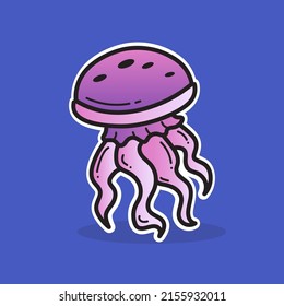 Jelly Fish Animal Vector Cartoon Illustration 