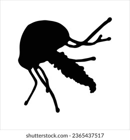 jelly fish black icon stock illustration.