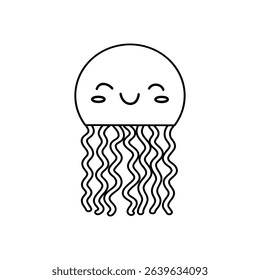 Jelly fish clip art , black and white ,easy doodle
