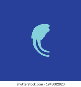 Jelly fish flat icon. Simple style  ocean fish symbol. Logo design element. T-shirt printing. eps10. Vector for sticker.