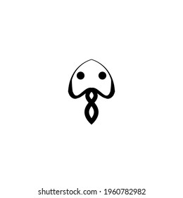Jelly fish, flat icon. Simple style ocean fish poster background symbol. Logo design element. T-shirt printing. Vector for sticker.