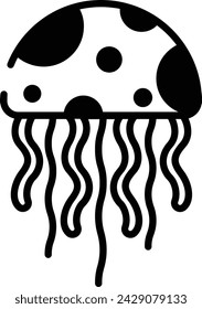 Jelly fish glyph and line vector illustration