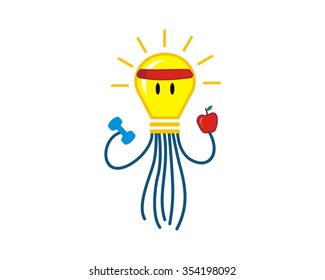 jelly fish gym logo icon vector character illustration