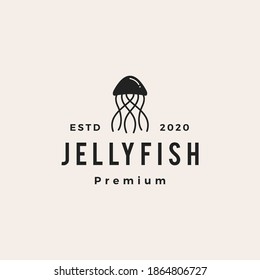 jelly fish hipster vintage logo vector icon illustration