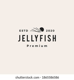 jelly fish hipster vintage logo vector icon illustration
