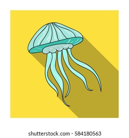 Jelly fish icon in flat style isolated on white background. Sea animals symbol stock vector illustration.