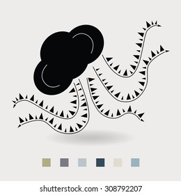 Jelly Fish Icon, Single flat icon on white background. Vector illustration. The design of the offset from the baseline. 