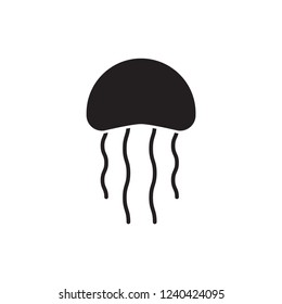 jelly fish icon vector with glyph style. diving glyph icon