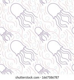 Patrón de iconos de peces gelatina. Fondo impecable de medusas. Ilustración vectorial de patrones sin problemas