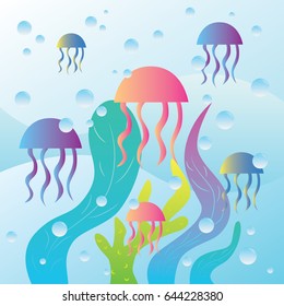 Jelly Fish Illustrations Vector