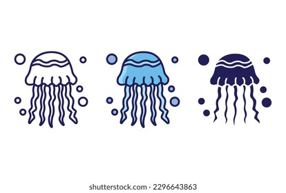 Jelly fish line and solid illustration icon