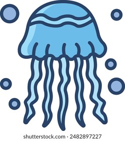 Jelly fish linear color illustration icon