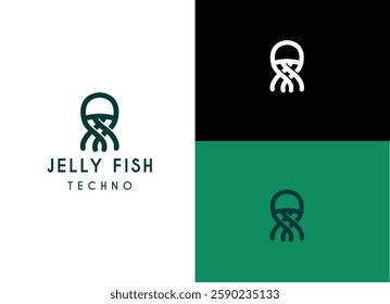 Jelly fish logo design. Silhouette of jelly fish for technology logo vector illustration