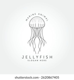 Jelly fish logo icon vector. Line Art Style design