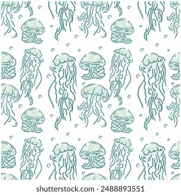 jelly fish seamless pattern vector