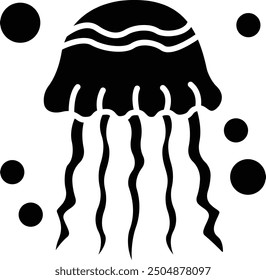 Jelly fish solid glyph vector illustration