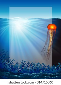 Jelly fish under the ocean illustration
