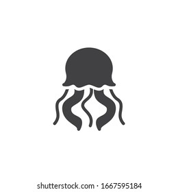 Jelly fish vector icon. filled flat sign for mobile concept and web design. Jellyfish animal glyph icon. Symbol, logo illustration. Vector graphics