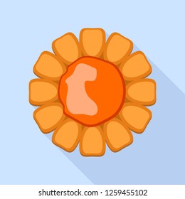 Jelly flower cookie icon. Flat illustration of jelly flower cookie vector icon for web design