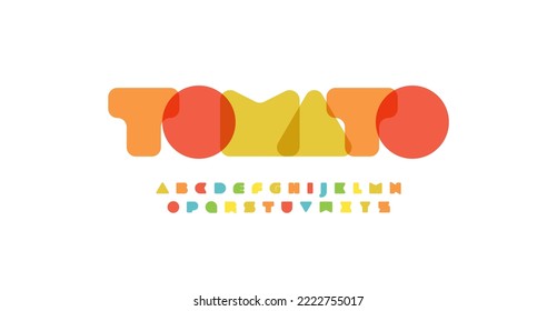 Jelly font candy alphabet, color cubes with color overlay effect geometric shapes typeset. Creative colorful letters for food market, kids zone, toys logo, healdine and monogram. Vector typography