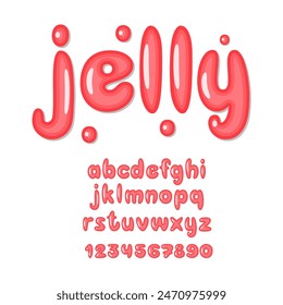 Jelly Font. Sweet Candy Alphabet. Cute Kids Letters and Numbers.