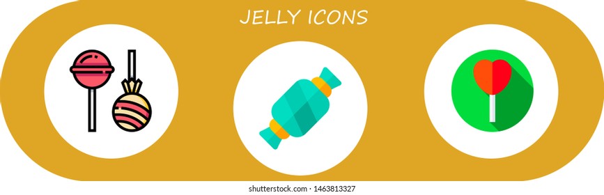 jelly icon set. 3 flat jelly icons.  Simple modern icons about  - lollipop, candy