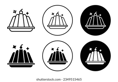 Conjunto de iconos de gelatina. símbolo vector de gelatina. signo de pudding de jello en negro relleno y delineado estilo.