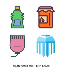 jelly icon set. vector set about jam, gel and jellyfish icons set.