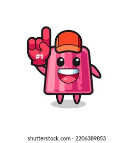 jelly illustration cartoon with number 1 fans glove , cute design