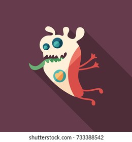 Jelly monster flat square icon with long shadows.