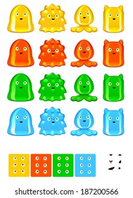 Jelly monsters collection, character set for mobile games