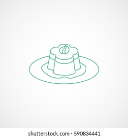 Jelly On Dish Green Line Icon On White Background