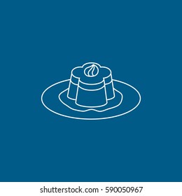 Jelly On Dish Line Icon On Blue Background