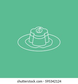 Jelly On Dish Line Icon On Green Background