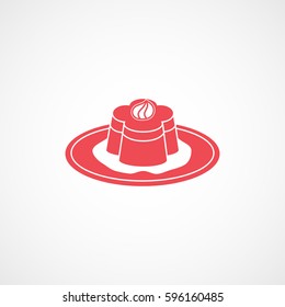 Jelly On Dish Red Flat Icon On White Background