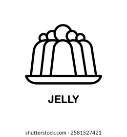 Jelly outline vector icon. Thin line black jelly icon, flat vector simple element illustration from editable food concept isolated stroke on white background