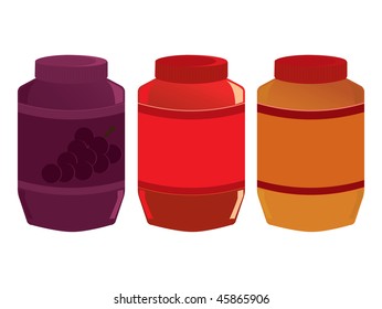 Jelly and peanut butter jars - vector version