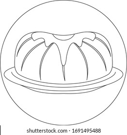 Jelly with Peanut Butter Topping in Line Art Illustration suitable for Coloring Book