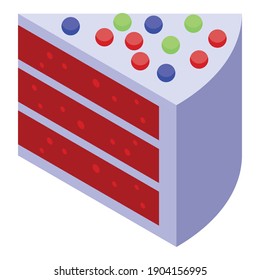 Jelly piece cake icon. Isometric of jelly piece cake vector icon for web design isolated on white background