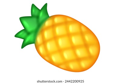 Jelly pineapple candy 3d realistic vector illustration. Marmalade dessert creative design. Fruit shaped sweet object on white background