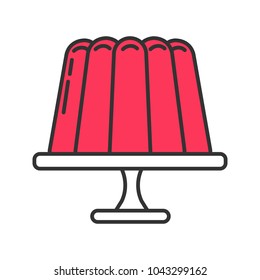 Jelly pudding color icon. Gelatin dessert. Isolated vector illustration