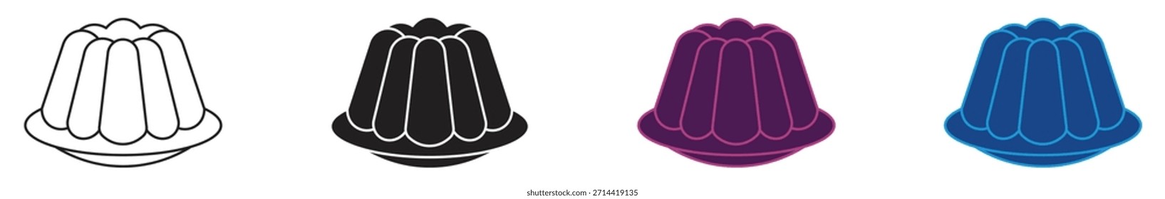 Geleepudding-Symbolsatz, Vektorgrafik einzeln auf weißem Hintergrund.