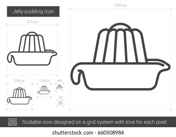 Jelly pudding vector line icon isolated on white background. Jelly pudding line icon for infographic, website or app. Scalable icon designed on a grid system.