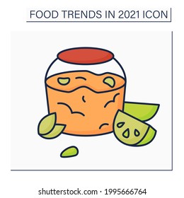 Jelly Recipe Color Icon. Jalapeno Pepper Jelly. Delicious Sweet And Spicy Spread. Food Trends Concept. Isolated Vector Illustration