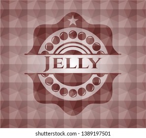 Jelly red badge with geometric pattern. Seamless.