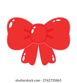 Jelly Red bow isolated. Beautiful Red bow drawn in cartoon style.