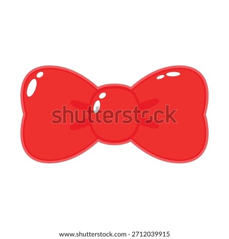 Jelly Red bow isolated. Beautiful Red bow drawn in cartoon style.